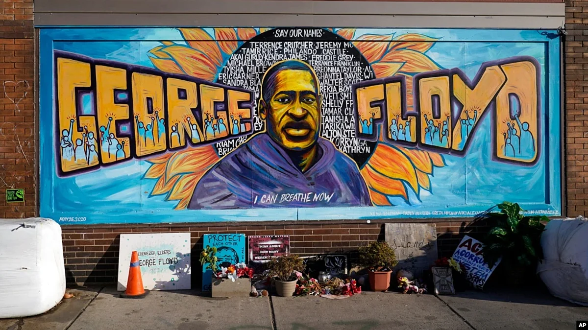 George Floyd Square is shown on Feb. 8, 2021, in Minneapolis. Ten months after police officers brushed off George Floyd's moans for help on the street outside a south Minneapolis grocery, the square remains a makeshift memorial for Floyd who died at… (AP)