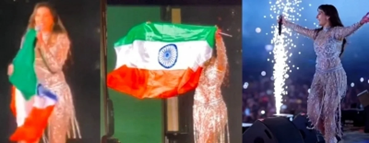 Nora Fatehi Holds Indian Flag Upside Down at FIFA. (IANS)