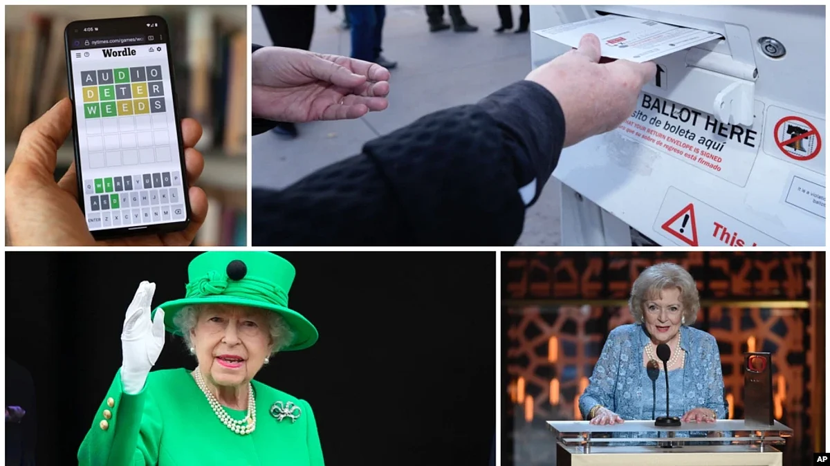 The most searched terms of 2022 included Wordle, the 2022 midterm elections, Queen Elizabeth and Betty White, according to Google. (AP)