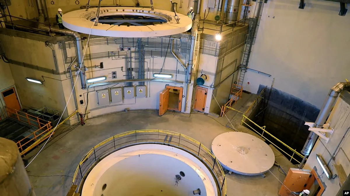 FILE - In this photo released by the Atomic Energy Organization of Iran, technicians work on the Arak heavy water reactor's secondary circuit, near Arak, 150 miles (250 kilometers) southwest of the capital Tehran, Iran, Dec. 23, 2019. (AP)