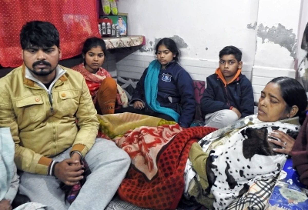 The family members of Anjali, who died after being dragged by a car. (IANS)
