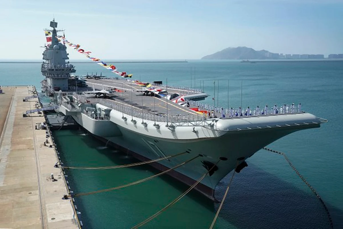 The Shandong aircraft carrier, seen docked at a naval port in Sanya in southern China's Hainan Province on Dec. 17, 2019. (Li Gang/Xinhua via AP)