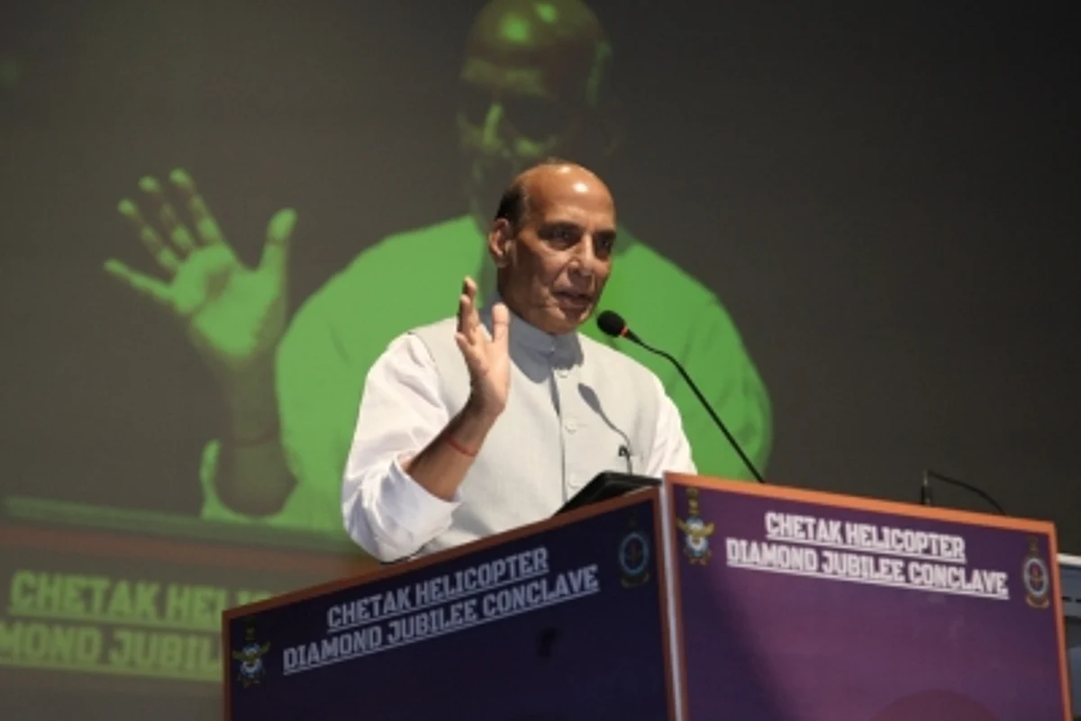 Rajnath Singh calls for progress on 10 tonne multirole helicopters. (IANS)