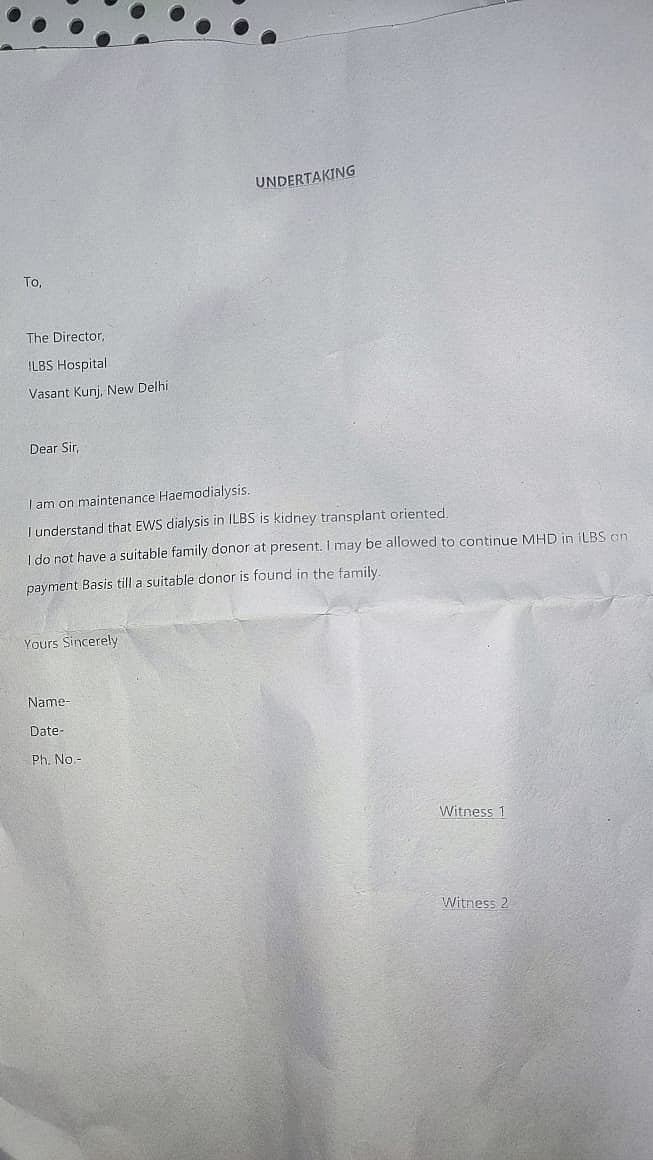 Delhi government hospital ‘forcing’ EWS patients to pay for dialysis?