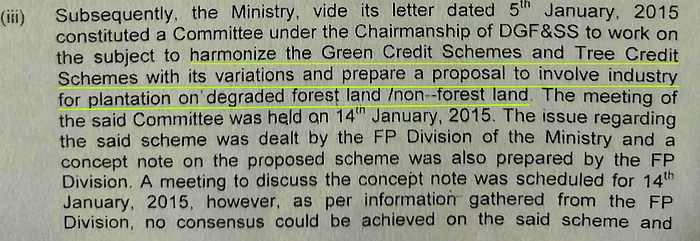 ग्रीन क्रेडिट स्कीम पर बातचीत के दौरान पर्यावरण मंत्रालय ने निम्नीकृत वनों में पौधारोपण करने के लिए प्राइवेट कंपनियों को शामिल करने पर विचार किया. 