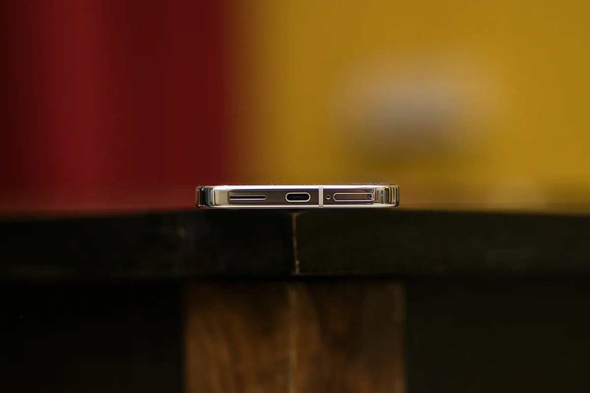 Shiny sides and the USB-C port. No headphone jack.
