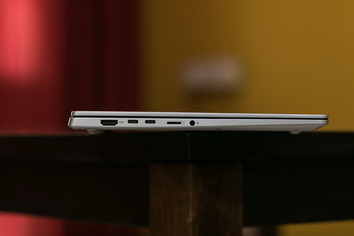 HDMI, two USB-C ports, a micro-SD card slot and headphone jack.