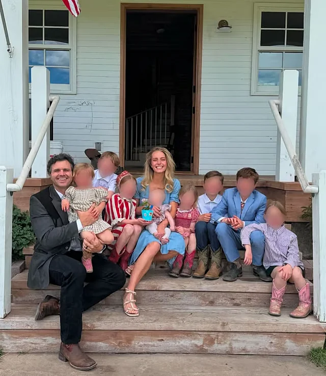 Hannah Neeleman with her husband and eight children.