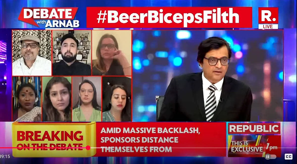 A screengrab from Arnab Goswami's show.