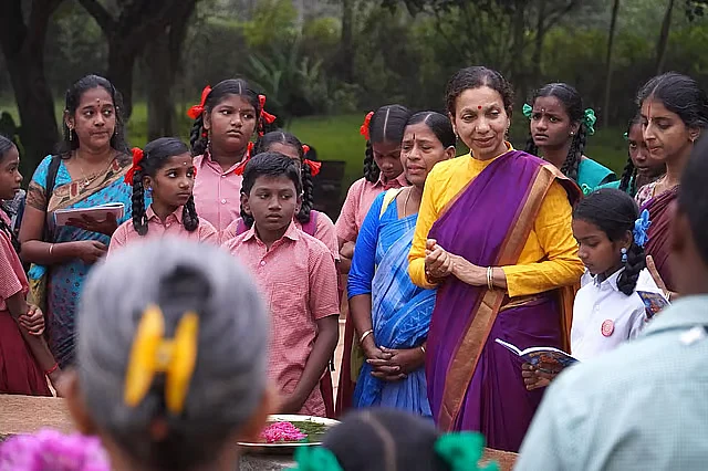 Jayanti Ravi at a Margazhi festival in Auroville. Source: Her X account