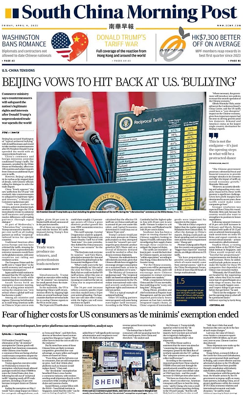 South China Morning Post frontpage.