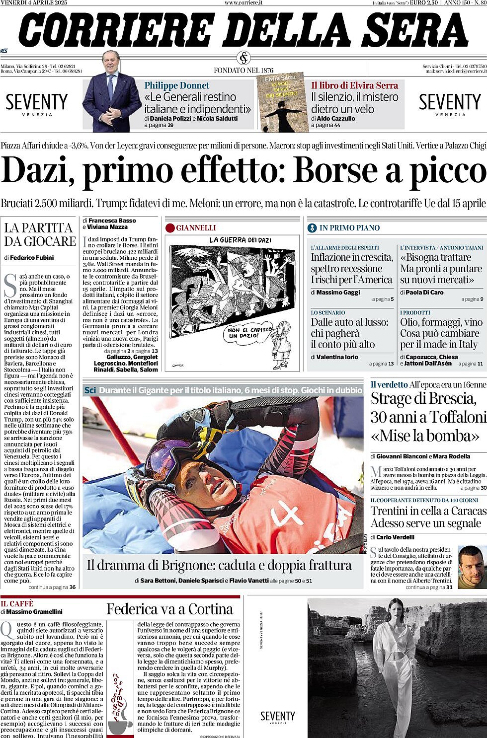 Corriere della Sera's frontpage.