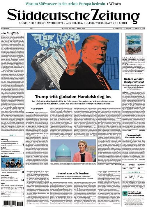 Süddeutsche Zeitung's frontpage