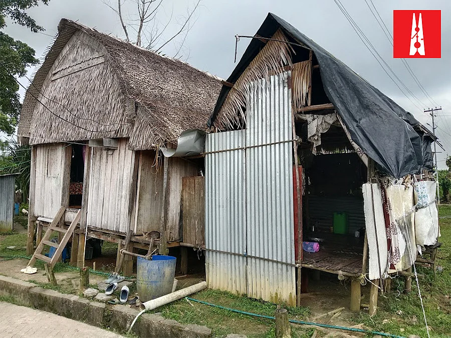 Nicobarese huts in the tribal colony of Rajiv Nagar. | Rishika Pardikar