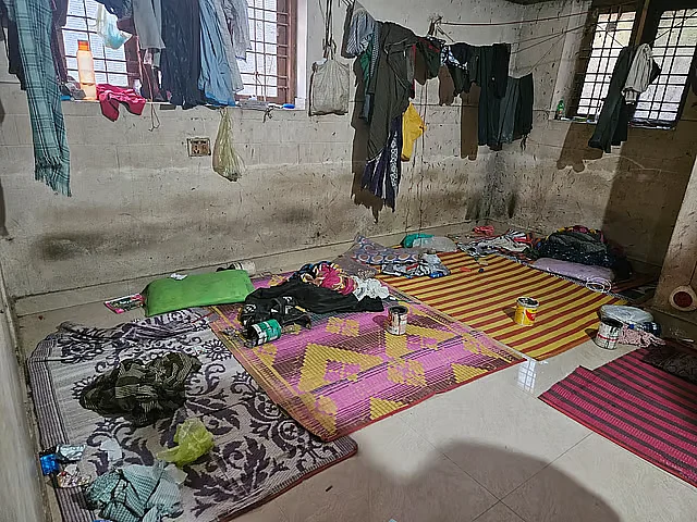 Rooms of the arrested migrants in Munambam after police search