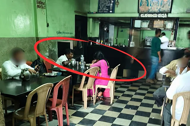 Photo of Mallige and Ganesh taken at a hotel in Virajpet by Suresh's friend.