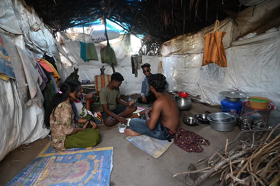 Workers often rent out rooms in informal settlements that provide little respite from the heat when they return after their factory shift in Dindigul,  Tamil Nadu. 