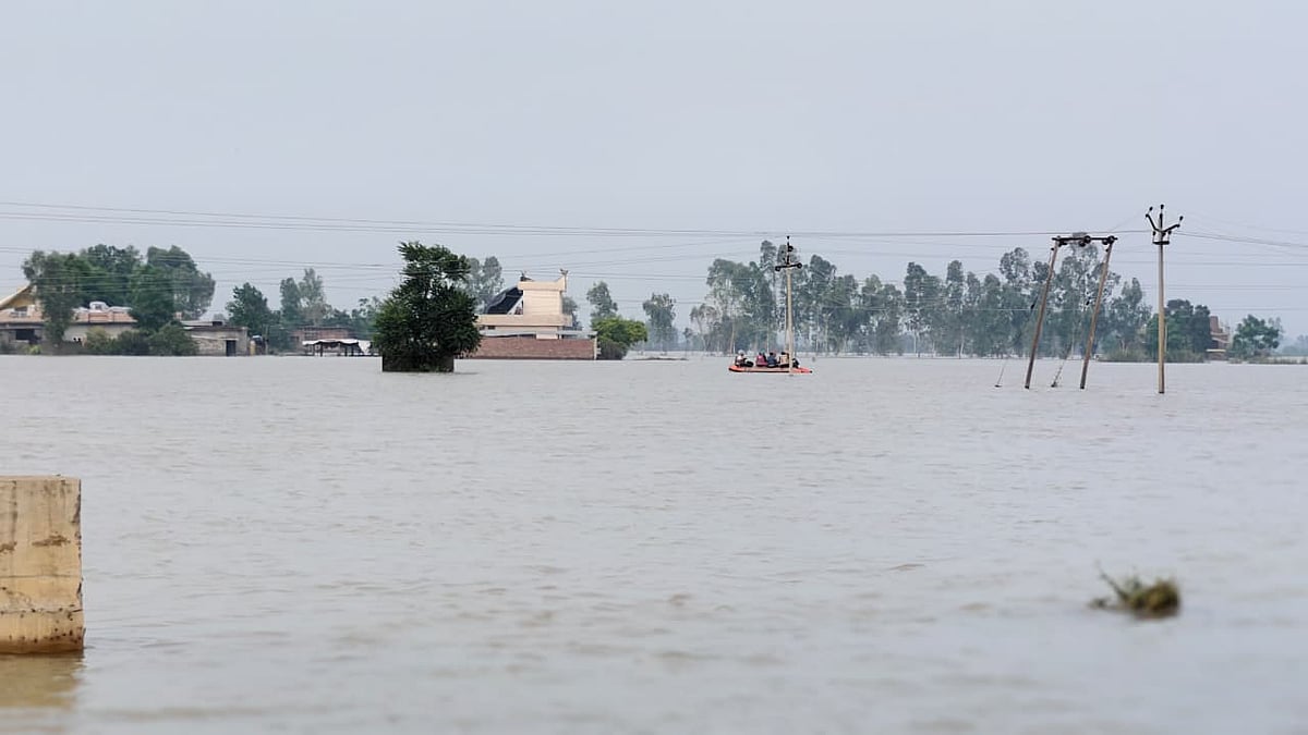 बाढ़ग्रस्त इलाके का एक दृश्