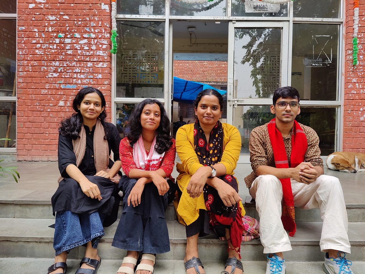 The Left alliance’s candidates (from left to right): Danish Ali for joint secretary, K Gopika for vice-president, Aditi Mishra for president, and Sunil Yadav for general secretary.