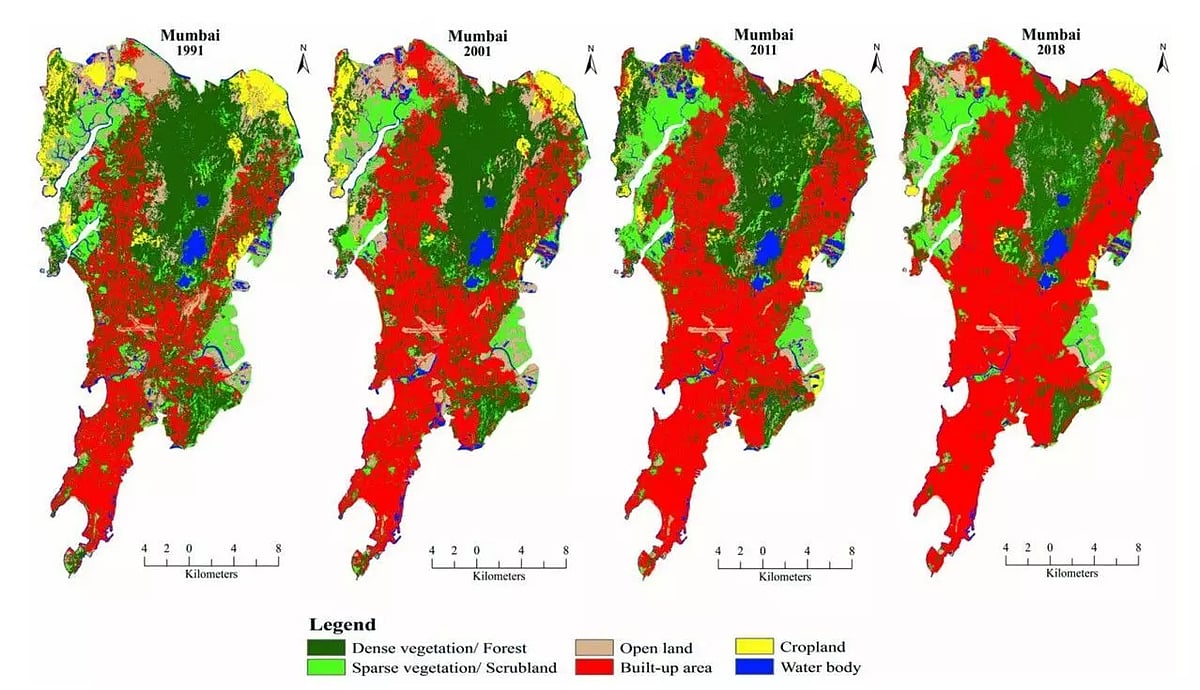 Land use change in Mumbai (Source: Journal of the Indian Society of Remote Sensing)