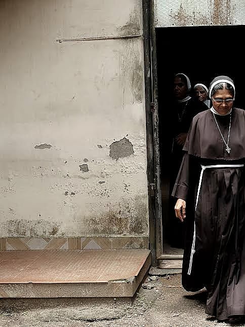 Ranit stepping out of the convent gates. 