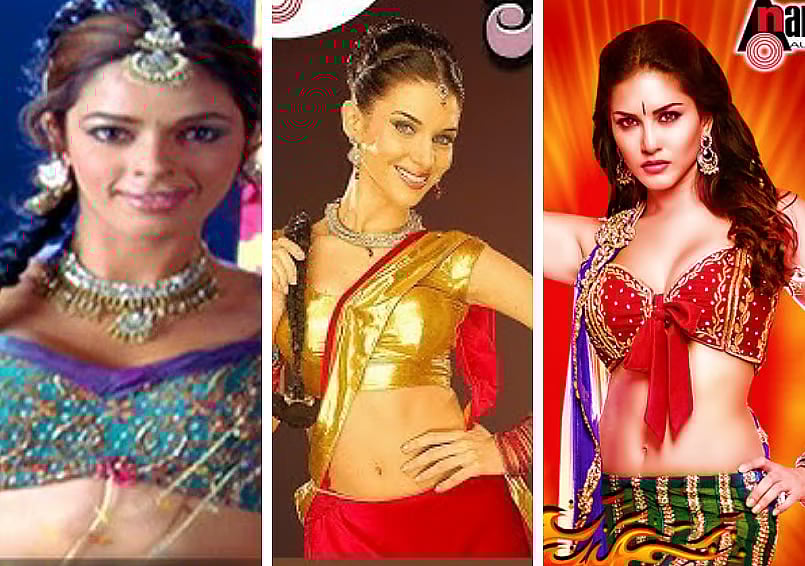 Screengrab showing Mallika Sherawat, Scarlett Wilson, and Sunny Leone in item numbers directed by Prem.