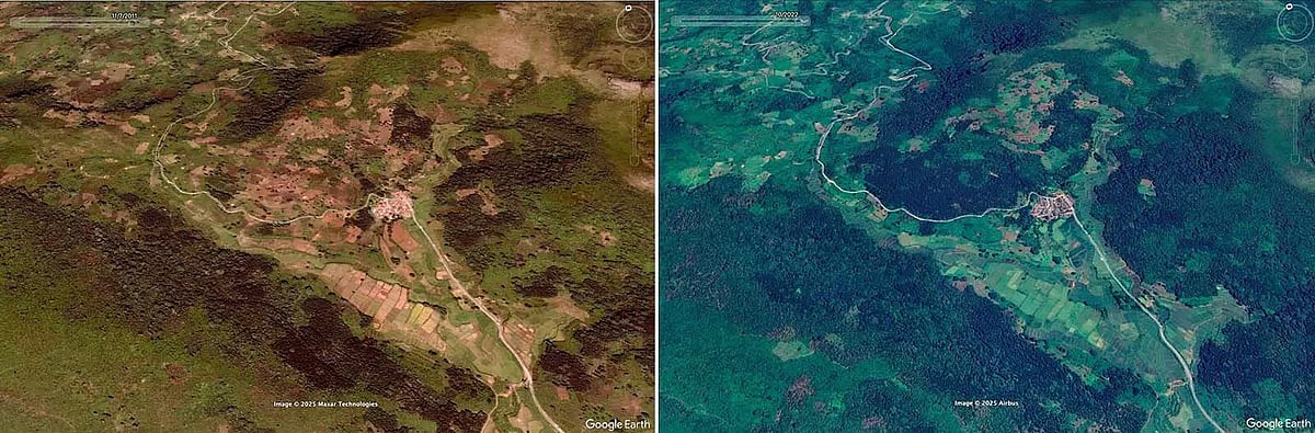 The transformation of Gondivalasa village between November 2011 and October 2022. (Image courtesy: Naandi Foundation)