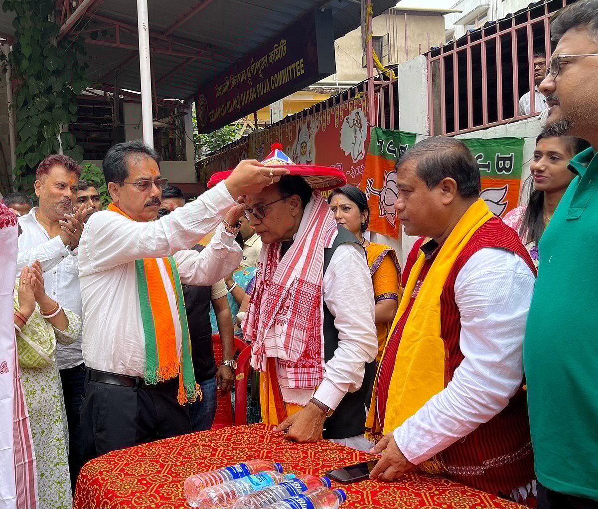 Vijay Gupta ahead of a campaign rally in Guwahati.