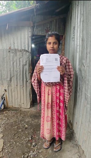 Domestic worker Pratima Roy is worried about her children's future because her name was removed from the voter list along with her husband’s. “My husband lost his parents when he was two. His acquaintances raised him here, and now they are estranged. How can we get the papers we need?” (Image courtesy Kainat Sarfaraz)