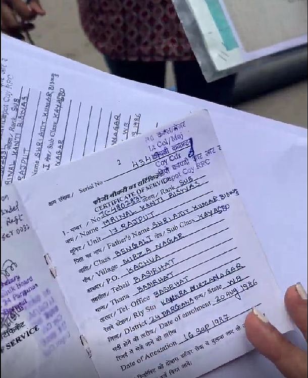 Subedar Major Biswas' Certificate of Service 