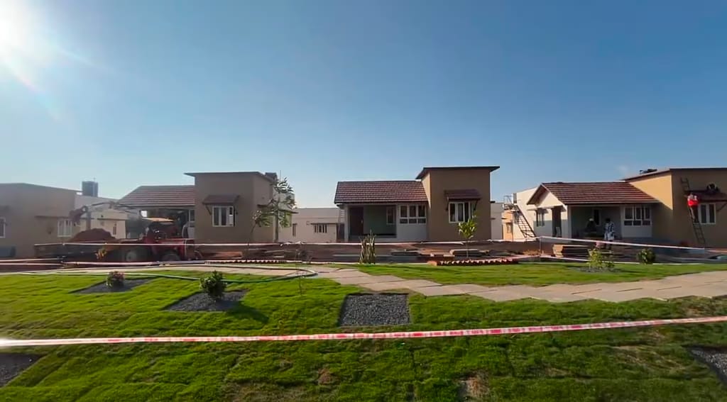 Newly built houses at the Wayanad rehabilitation township.