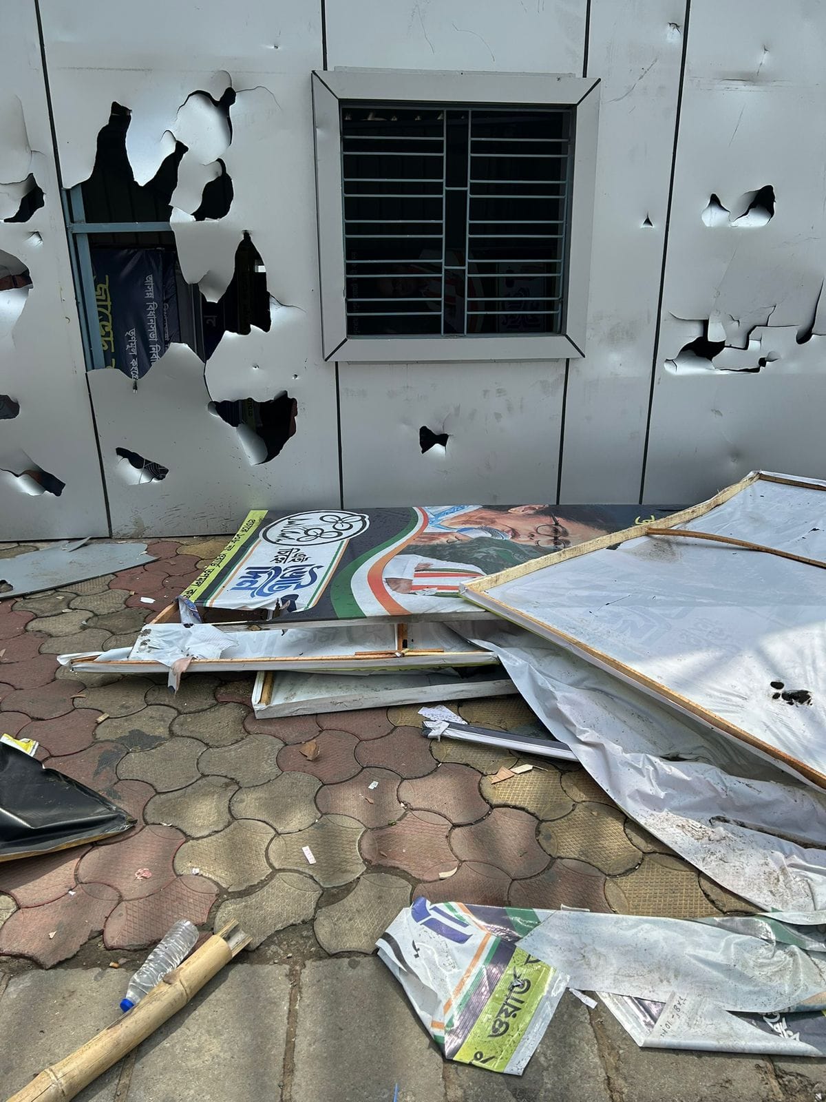 TMC office near Ruby More in Kolkata vandalised.