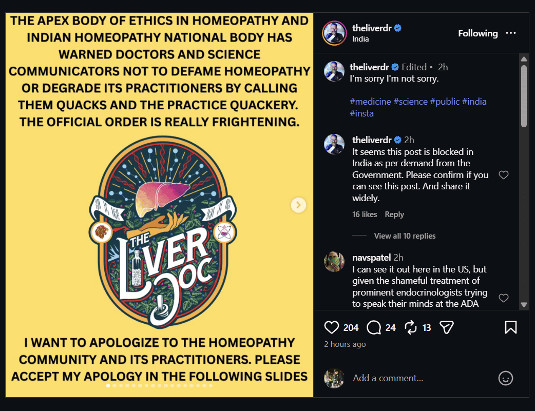 Screenshot of the post