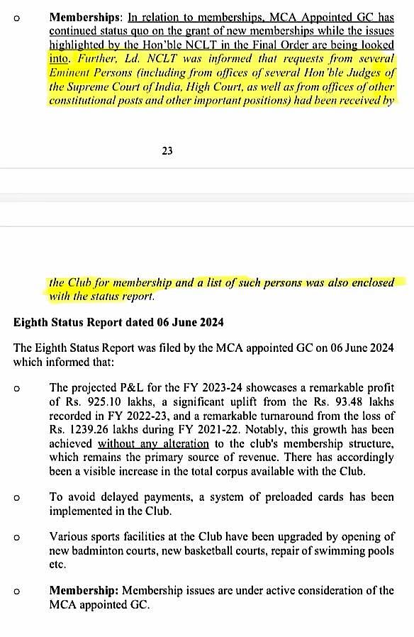 The Way Forward report mentions list of eminent people including judges from NCLT and Supreme Court who have requested membership. 