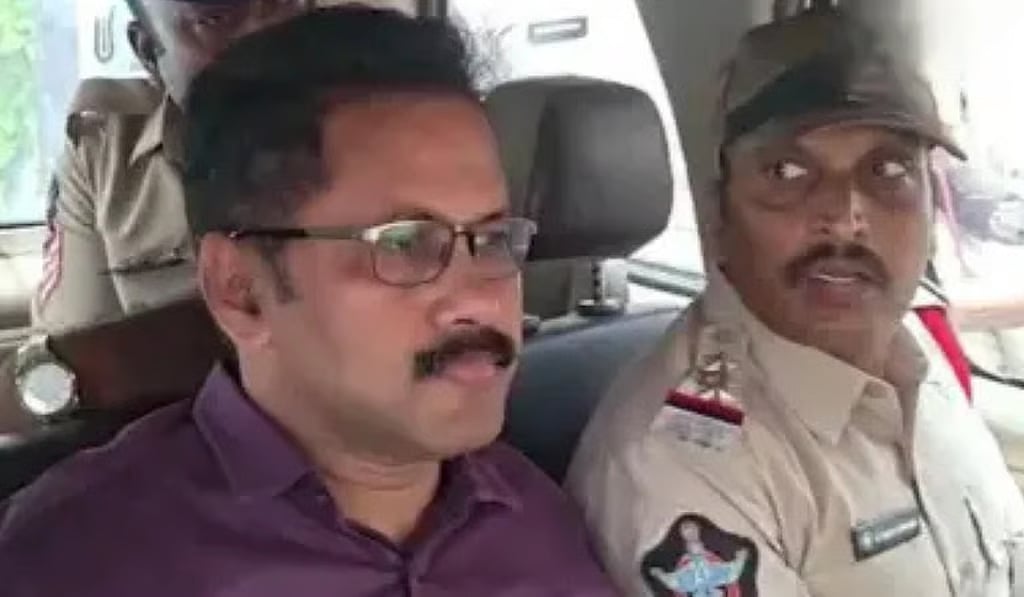 Krishnalanka Circle Inspector (CI) Nagaraju arrested