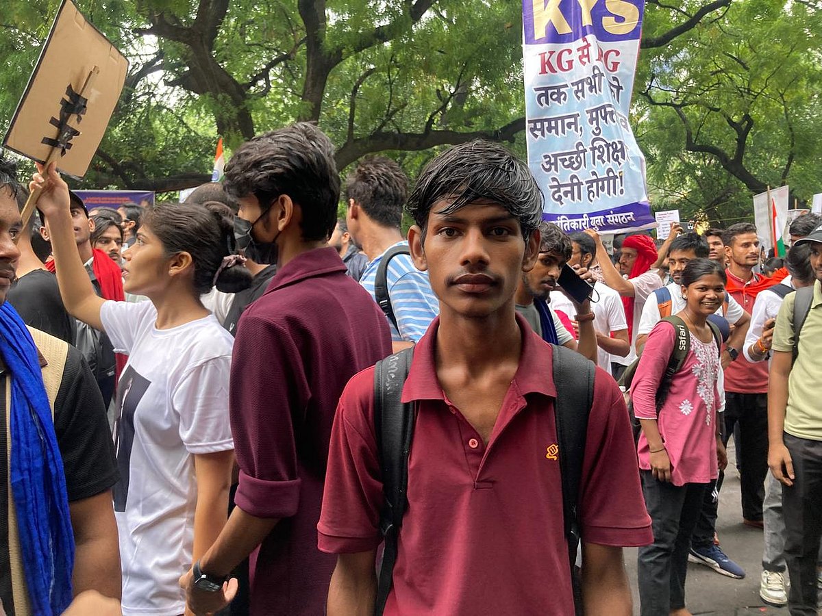 Aditya had come to the Sansad March from UP along with his younger brother.