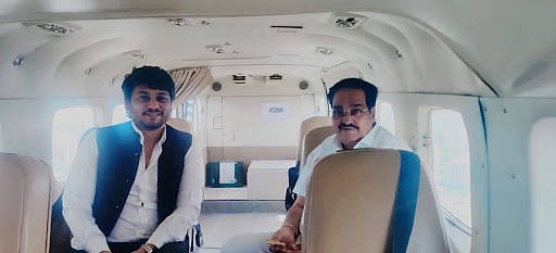 Manish Brahmbhatt with Union minister C.R. Patil