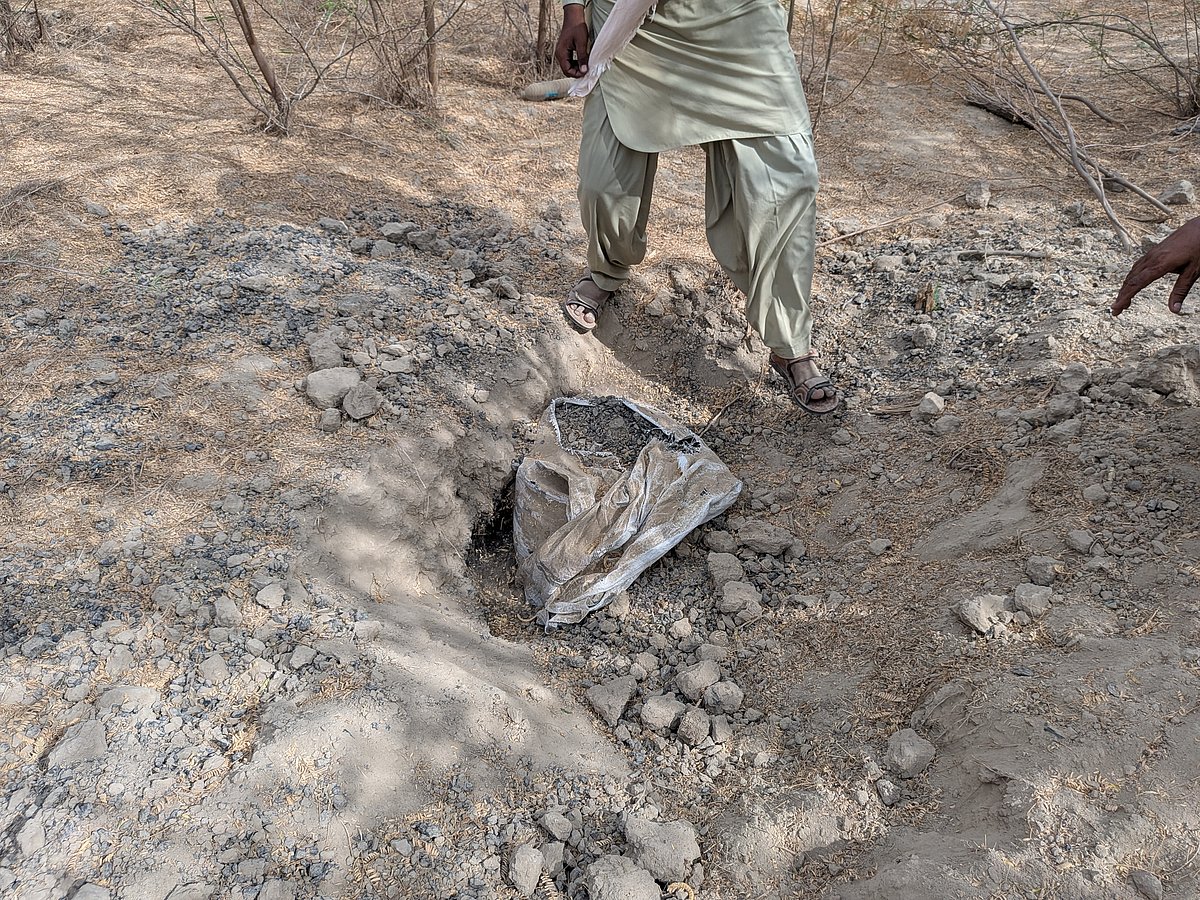 Biochar lying in the open in Lakhara village.