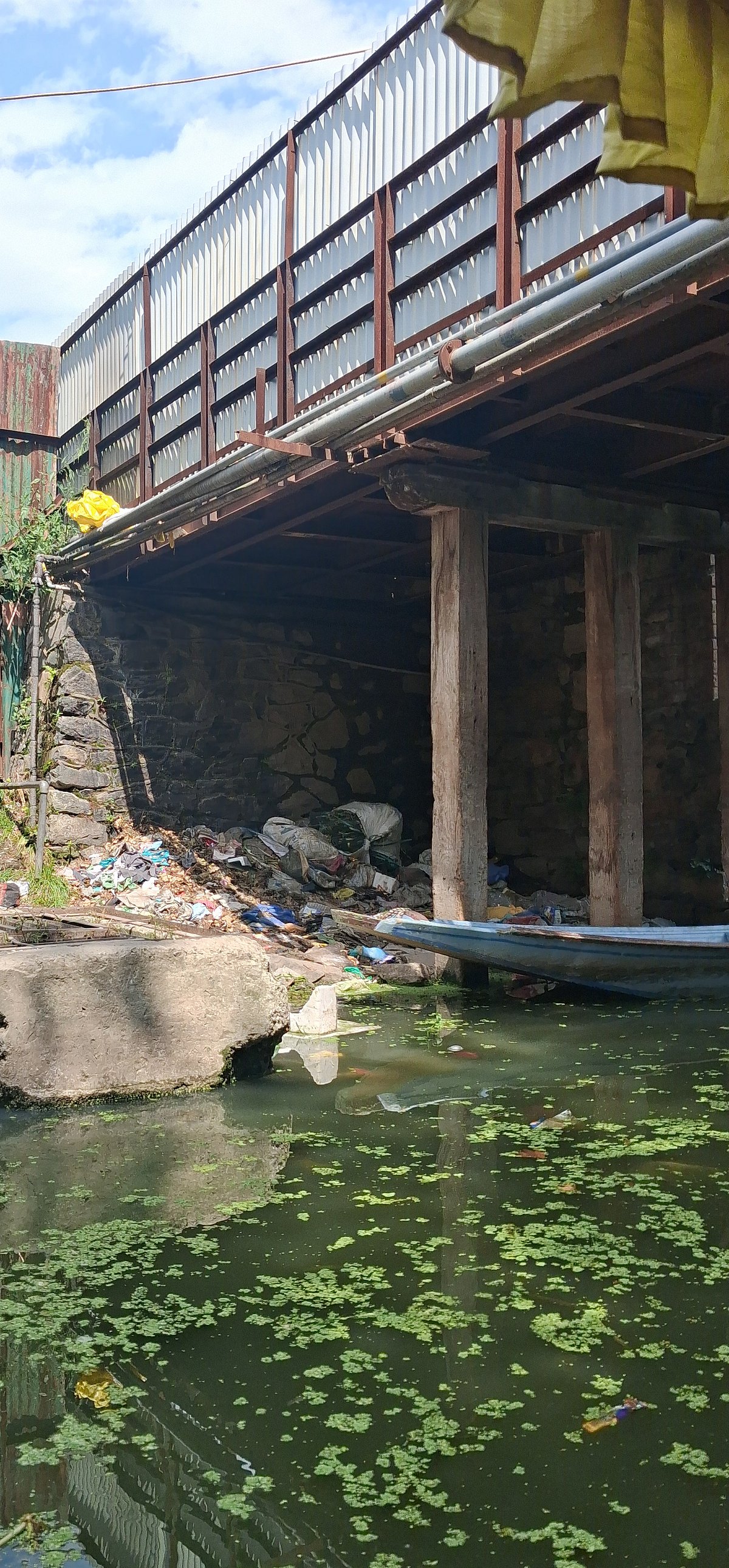 Garbage in the interiors of Dal Lake