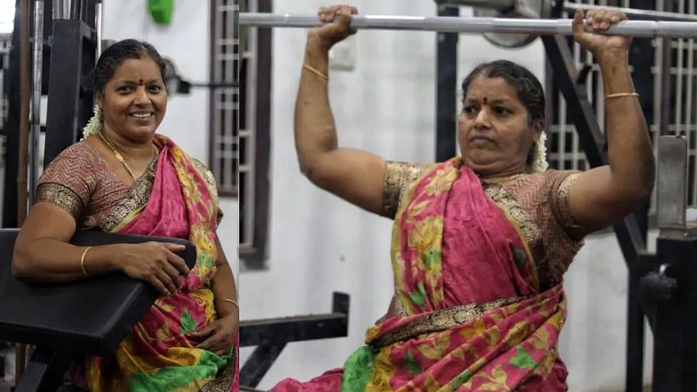 புடவை அணிந்துகொண்டு ஜிம்மில் கெத்தாக ஒர்க் அவுட் செய்யும் 56 வயது பெண் | Viral Video 