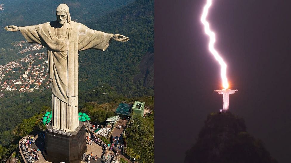 Christ the Redeemer: மீட்பர் இயேசு சிலையை தாக்கிய மின்னல் - இணையத்தில் புகைப்படம் வைரல்