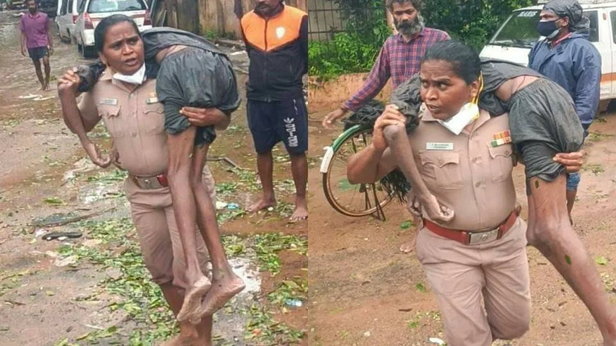 Chennai: বৃষ্টির মধ্যে মহিলা পুলিশ অফিসার মৃতপ্রায় ব্যক্তিকে কাঁধে তুলে নিয়ে গেলেন হাসপাতালে