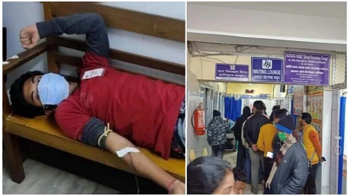 ময়নাগুড়িতে ট্রেন দুর্ঘটনা - স্বেচ্ছায় রক্ত দিতে রেড ভলান্টিয়ারদের লাইন জলপাইগুড়ি ব্লাড ব্যাঙ্কে