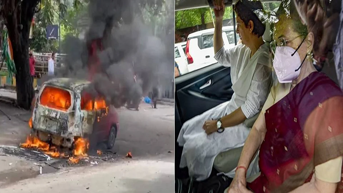জিজ্ঞাসাবাদের পর বেরিয়ে আসছেন সোনিয়া গান্ধী