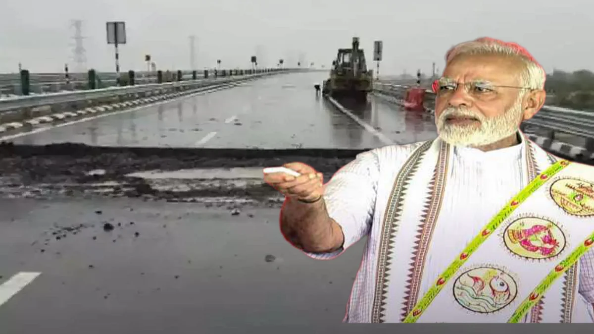 প্রধানমন্ত্রীর উদ্বোধনের ৪ দিনের মাথায় ধসে পড়লো ৮০০০ কোটির এক্সপ্রেসওয়ের একাংশ