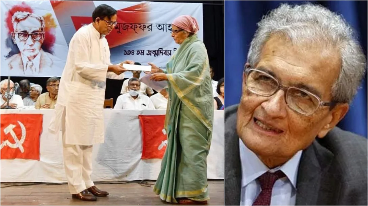 অমর্ত্য সেনের হয়ে সম্মান গ্রহণ করছেন ডঃ মানবী মজুমদার