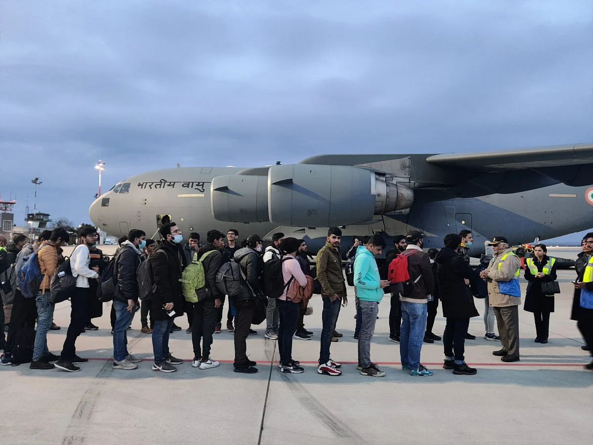 Indian nationals evacuated under Operation Ganga by IAF | Image: Twitter/ IAF