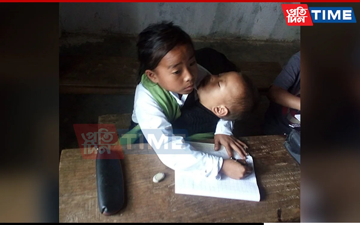 Manipur: Little Girl Babysits Sister At School In Viral Photo, CM Reaches Out