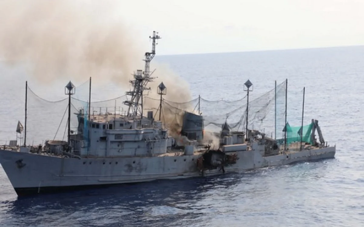 The abandoned ship was targeted by Navy and IAF to test fire BrahMos missile | Image: ANI