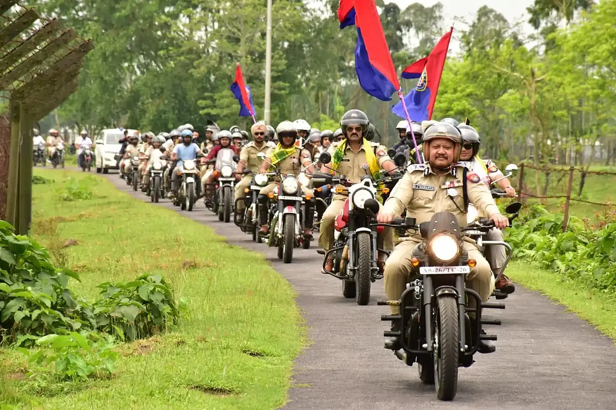 Assam Police's Bike Rally To Celebrate President's Colour Award